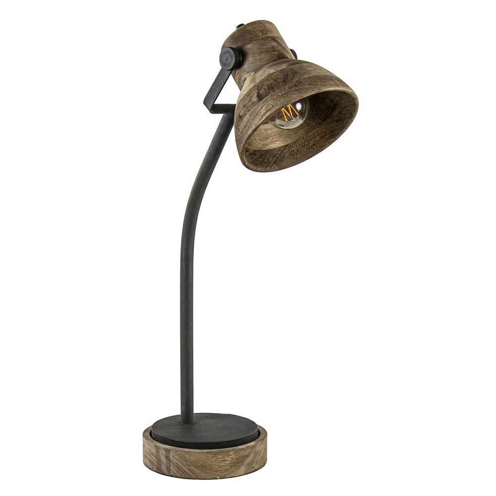 patroon Verleiden Nauwkeurigheid Bureaulamp Imbert mat zwart metaal met hout | Straluma