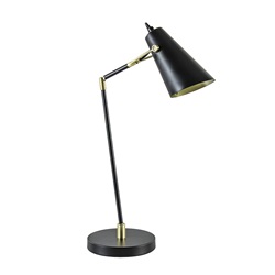 Verstelbare bureaulamp Barre mat zwart met goud