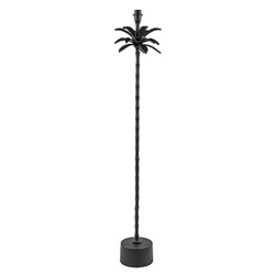 Mat zwarte vloerlamp Armata met palmbladeren