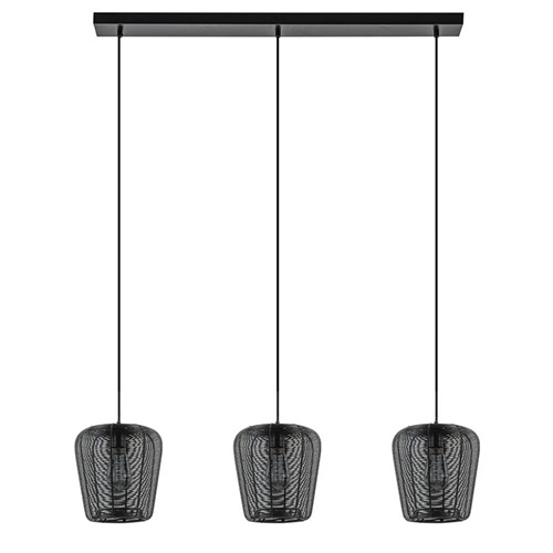 Moderne 3-lichts eettafelhanglamp Adeta mat zwart
