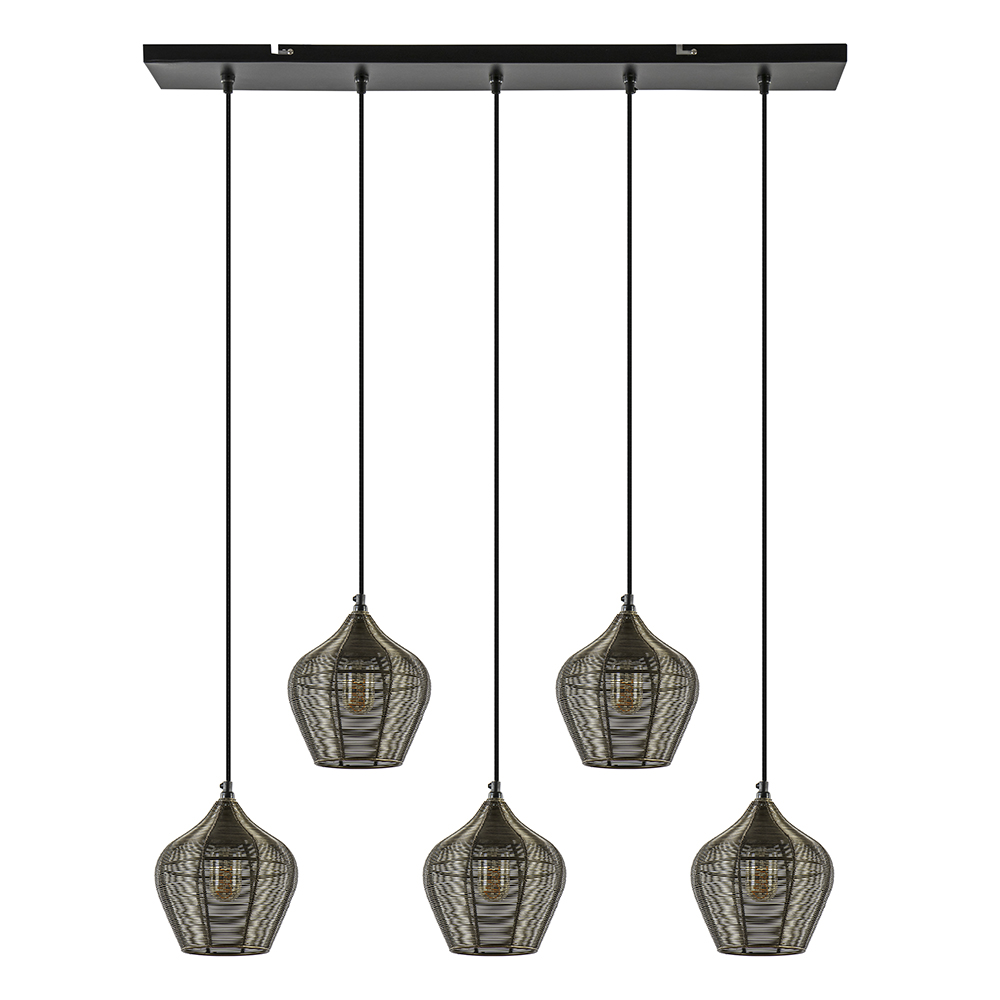Hanglamp Alvaro 5-lichts antiek brons