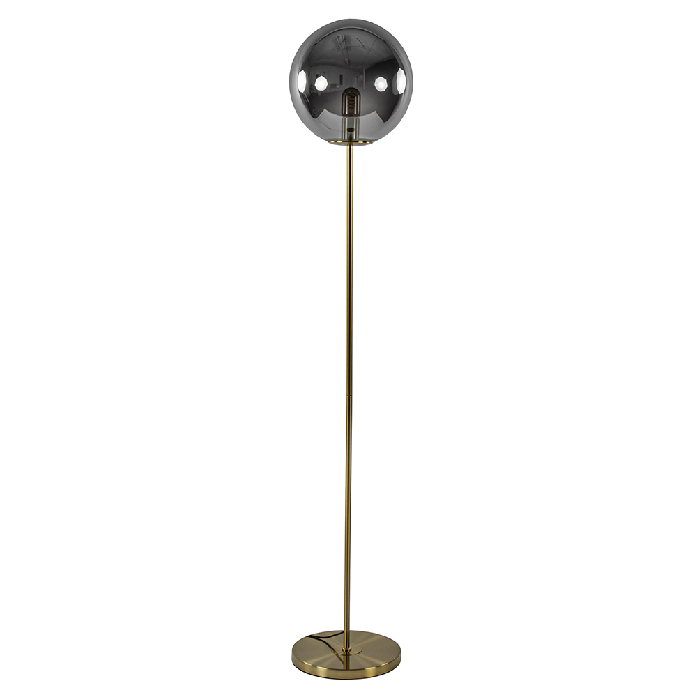 Light and Living vloerlamp Medina goud met smoke glas
