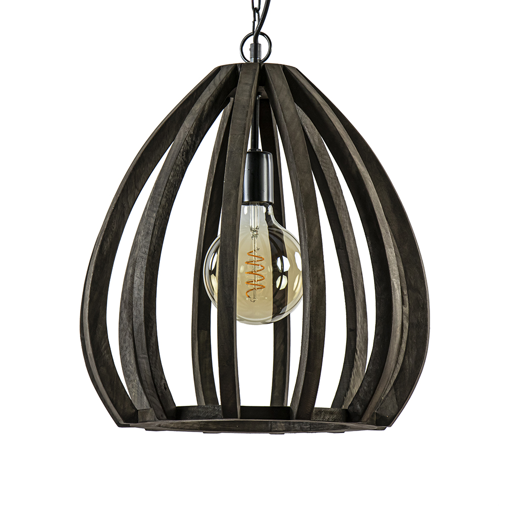 Light and Living hanglamp Barsia hout donker bruin