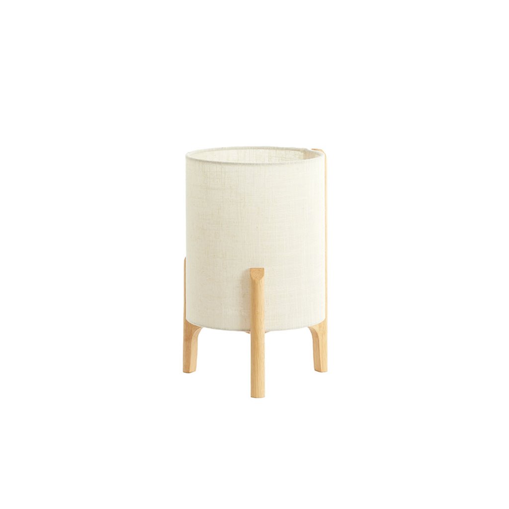 organische stijl tafellamp licht hout met beige linnen kap
