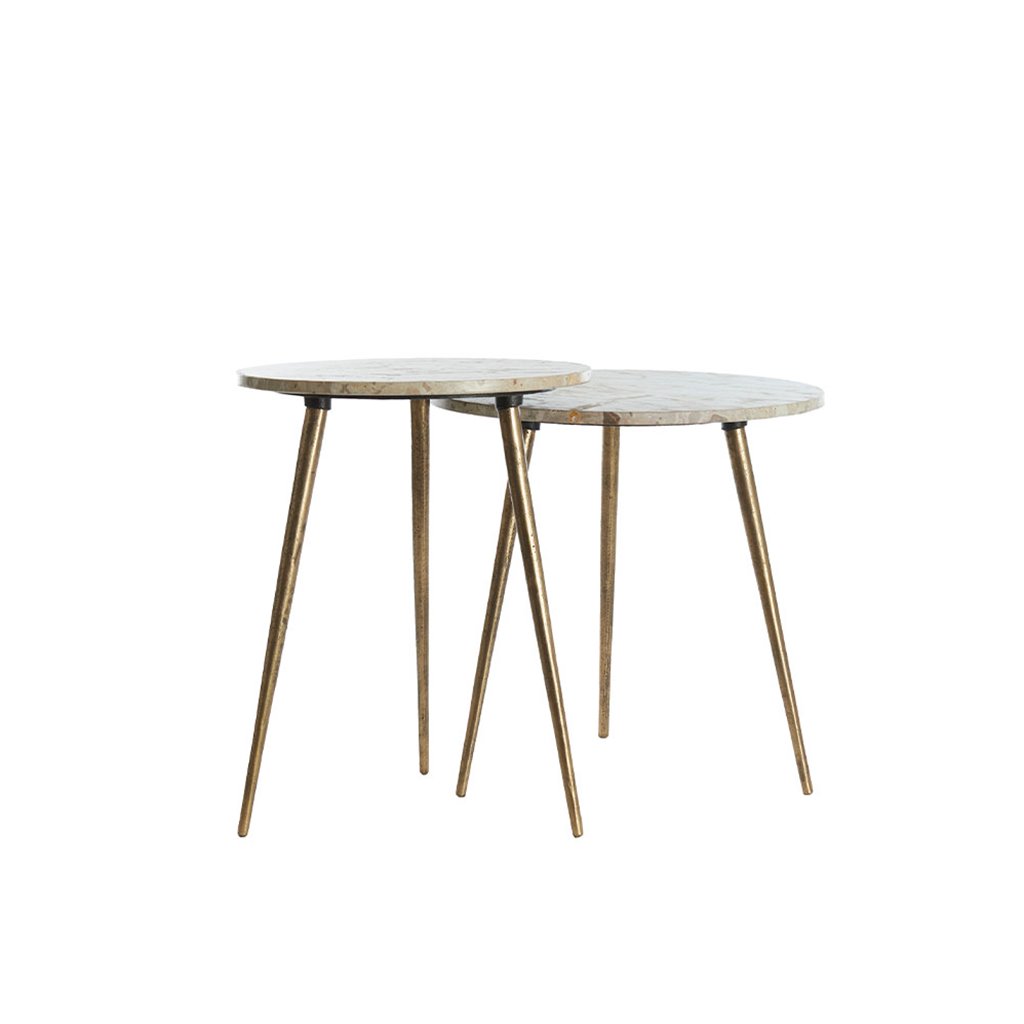 Moderne Zeca bijzettafel set van 2 taupe/antiek brons