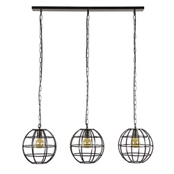 Hanglamp 3-lichts globe frame zwartstaal