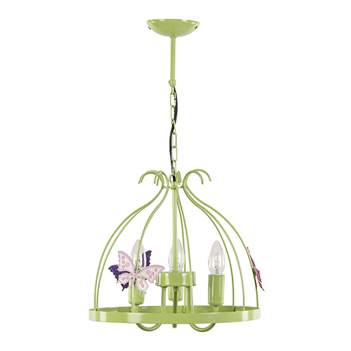 kunst Terugroepen microfoon Groene hanglamp-kinderlamp met vlinders | Straluma