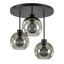 3-Lichts ronde plafondlamp met smoke glazen bollen