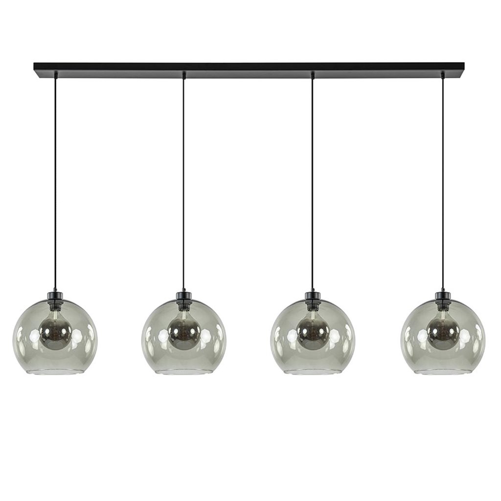 Hanglamp 4L balk zwart + smoke glas 30cm
