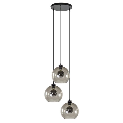 Hanglamp 3-lichts rond glas smoke 25 cm