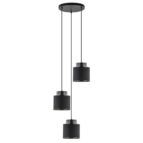 Chique hanglamp 3-lichts zwart/goud rond