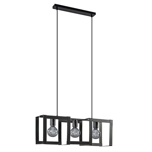 Hanglamp open frame mat zwart 3-lichts