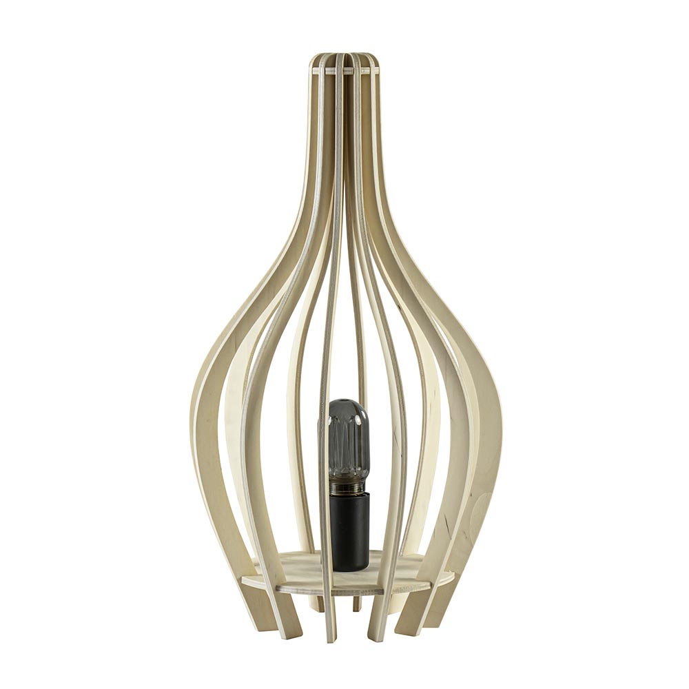 Houten tafellamp kegel naturel met zwart