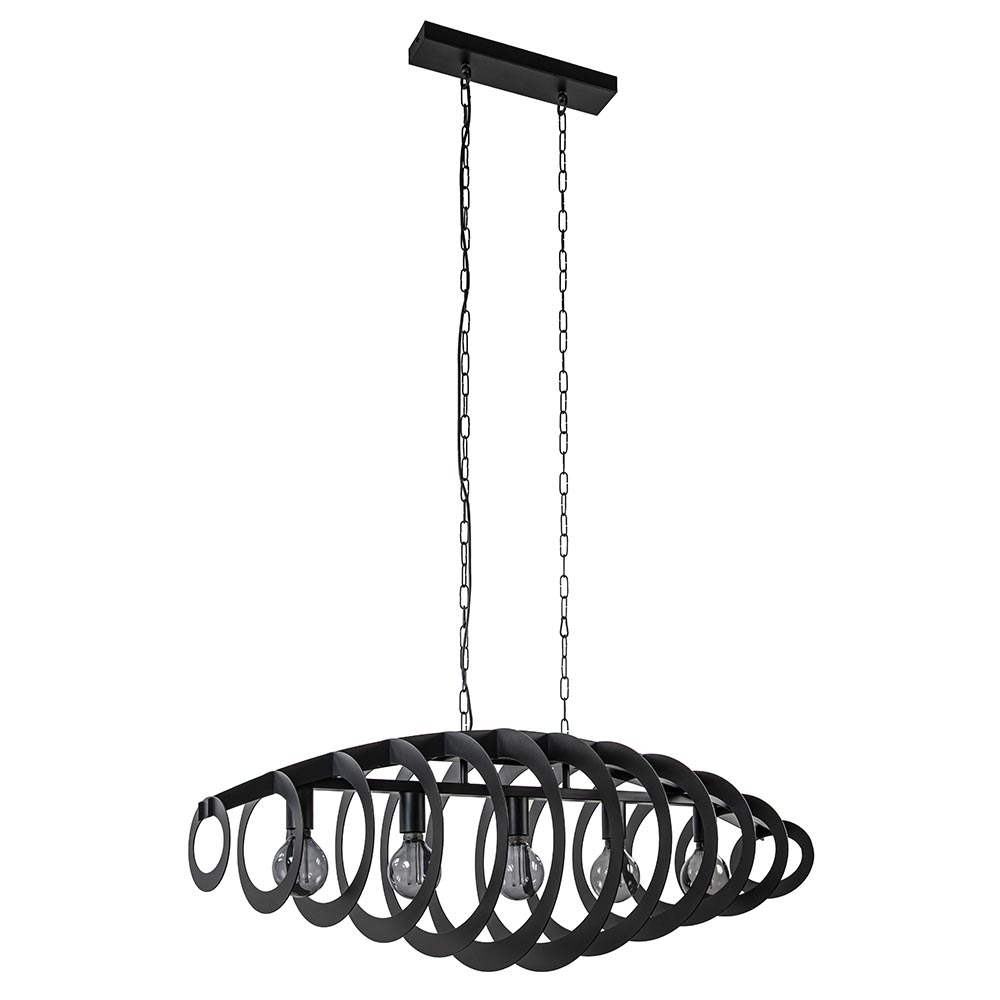 Grote hanglamp ovale ringen mat zwart metaal
