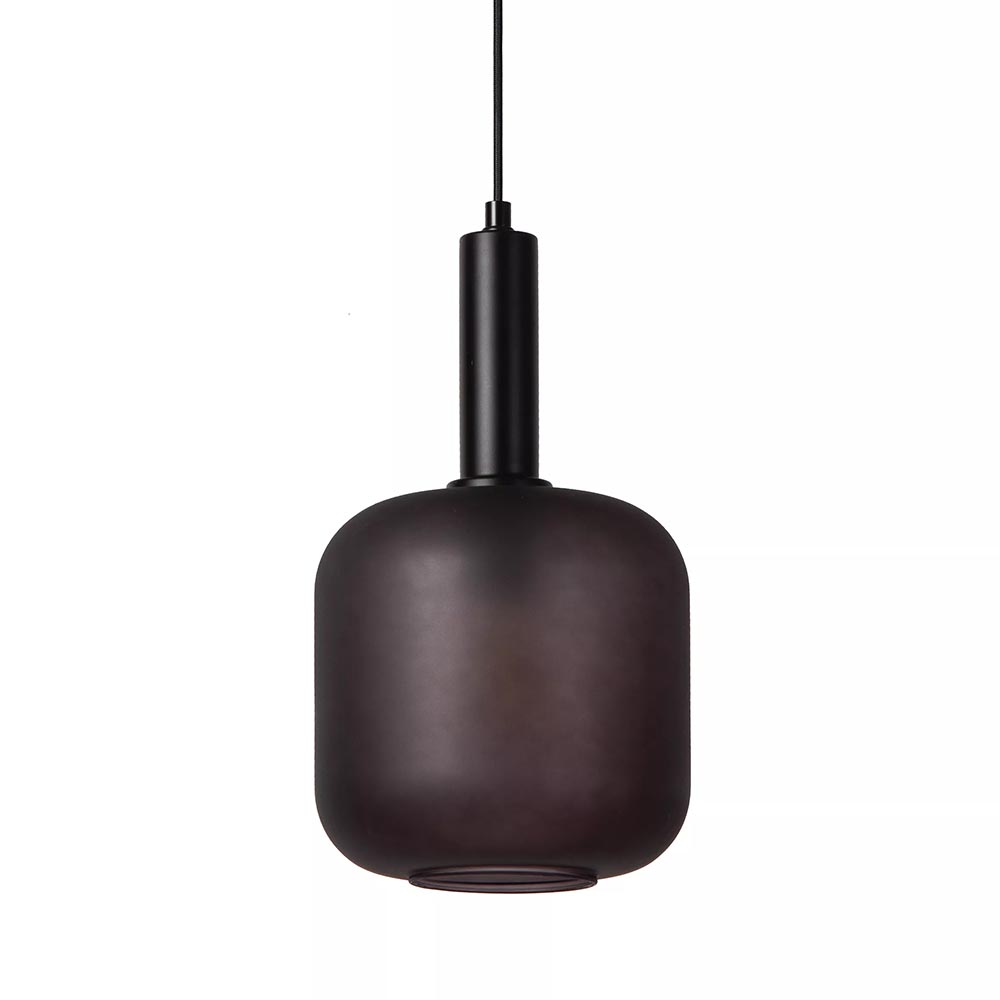 Stoere Hanglamp Zwart Met Mat Zwart Glas | Straluma