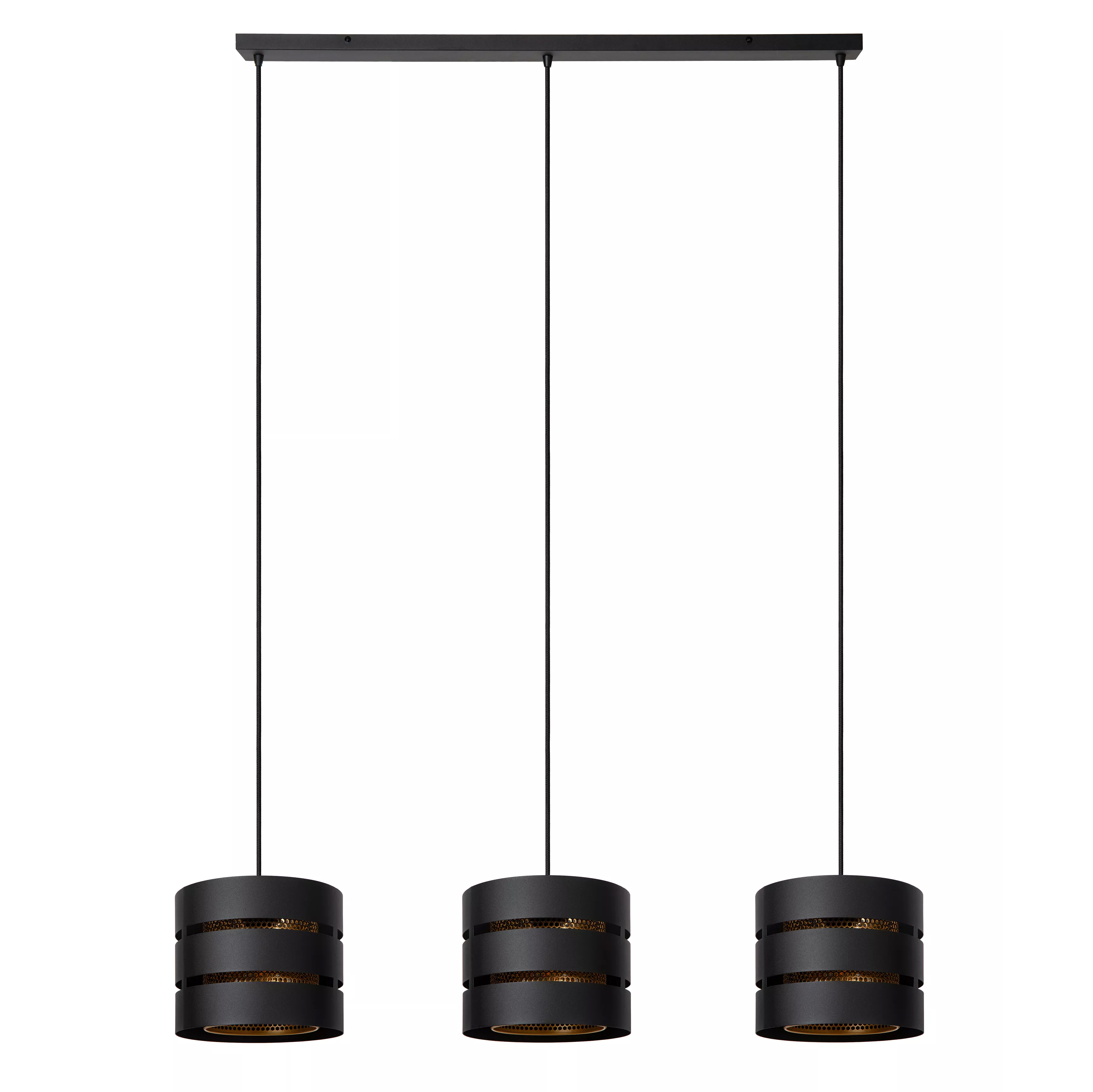 3-Lichts eettafelhanglamp zwart met goud