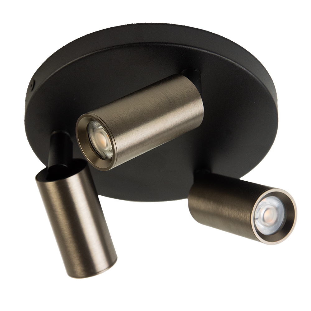 Plafondspot rond 3-Lichts zwart-titanium