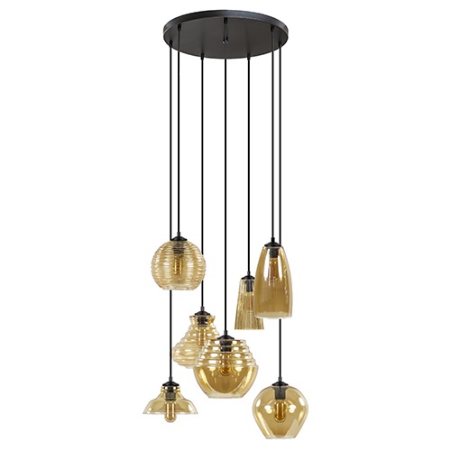 Ronde hanglamp vide 7-L met amber glas