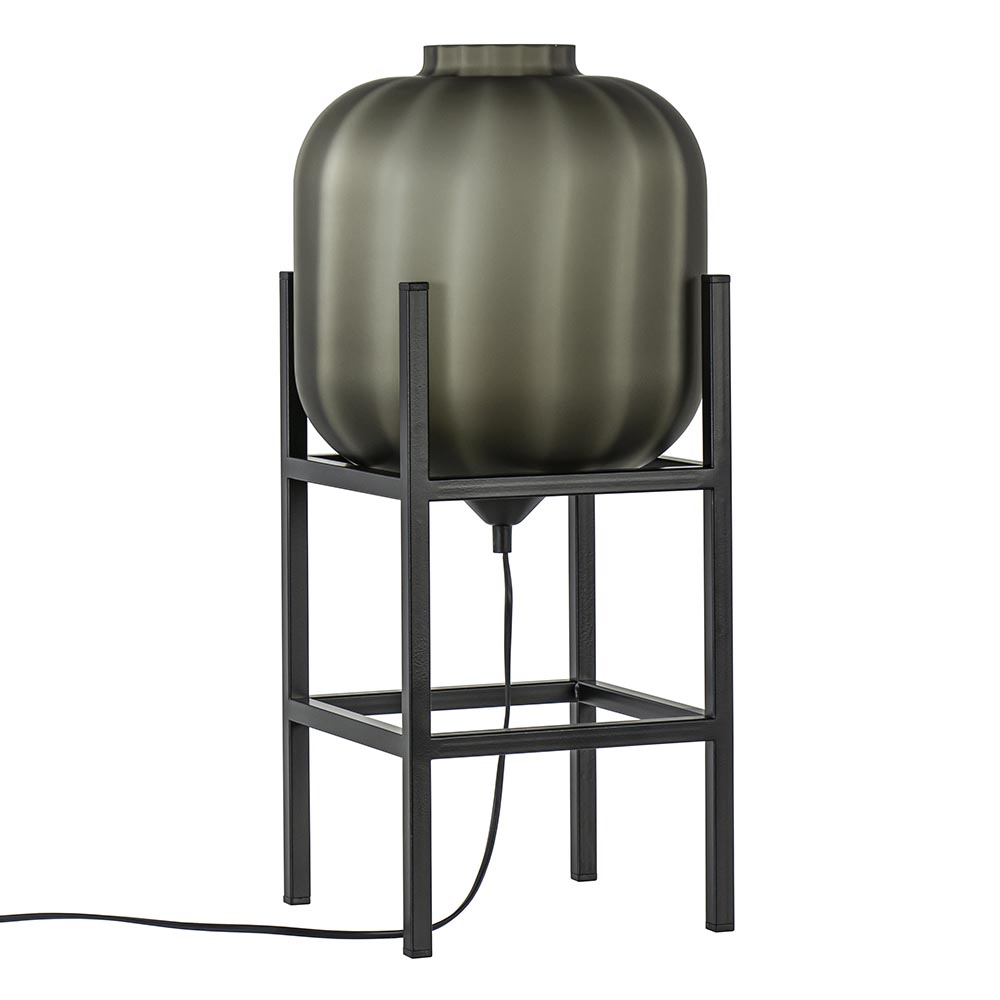 Chique tafellamp frame met mat zwart glas
