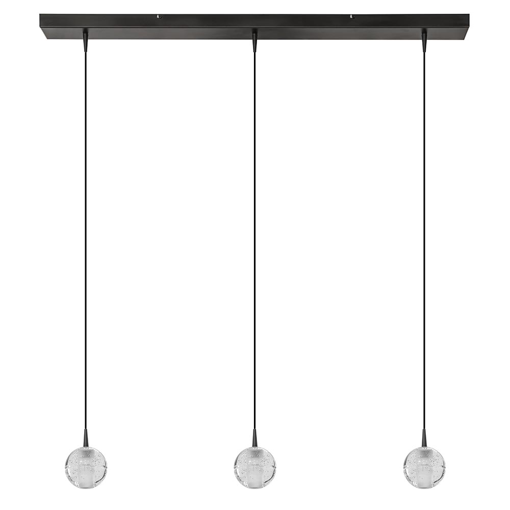 3-Lichts hanglamp zwart met helder glazen bollen