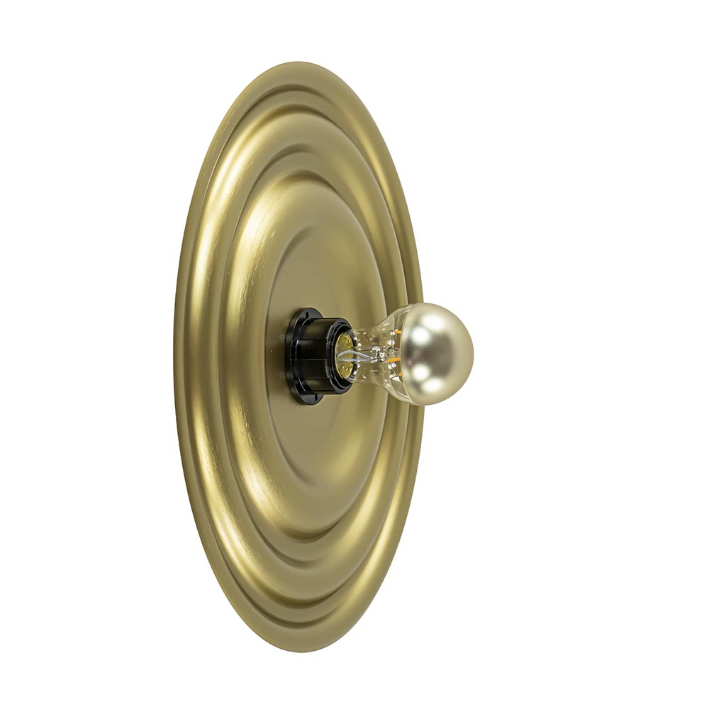Ronde wand/plafondlamp gouden schaal