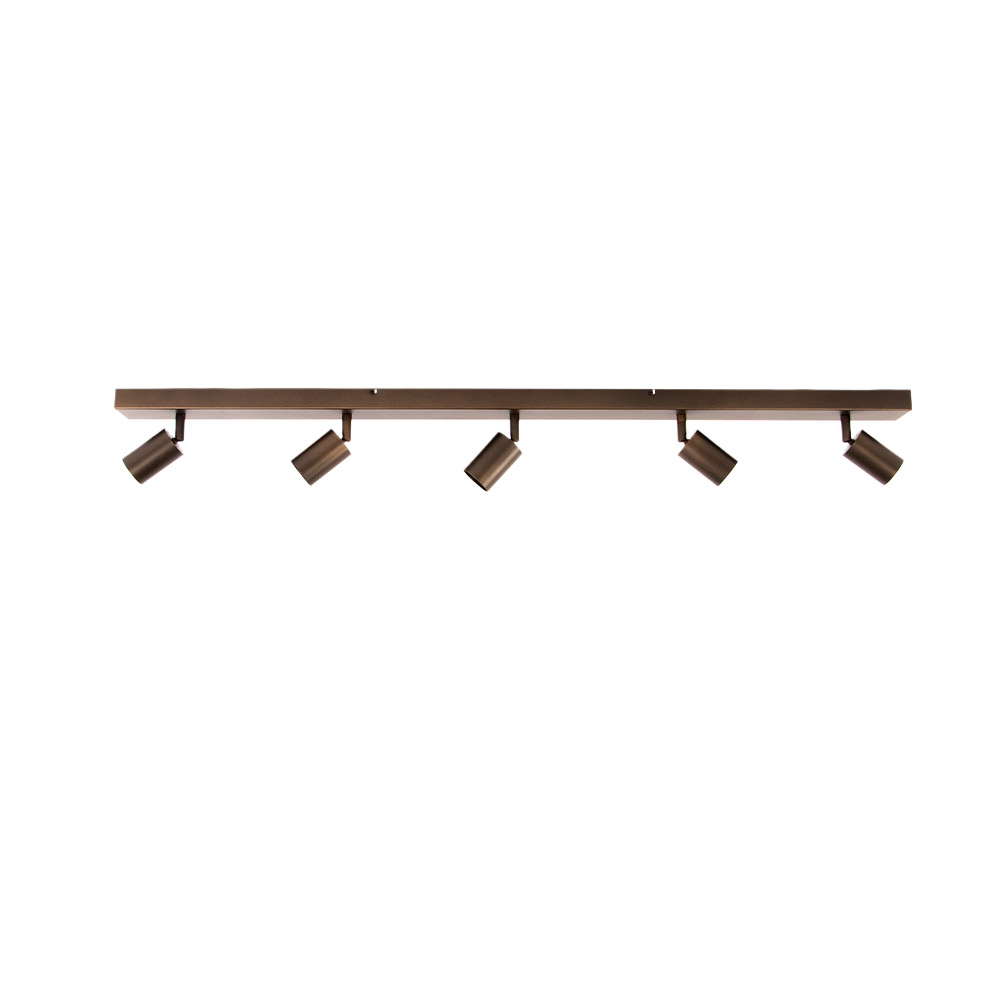 Cacao bruine rechthoekige plafondlamp met 5 spots