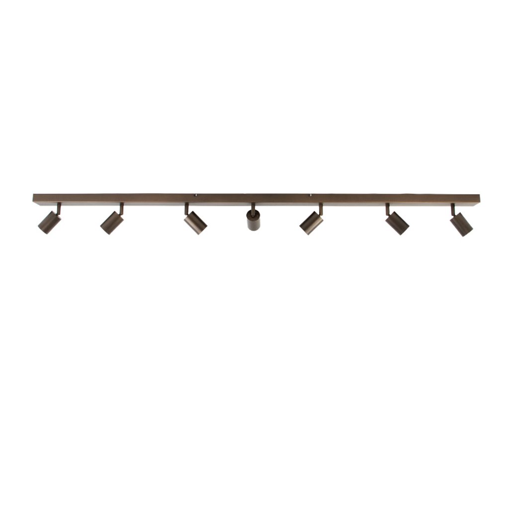 Grote plafondlamp in bruin cacao met 7 spots