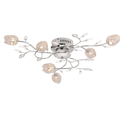 Romantische plafondlamp chroom bloem