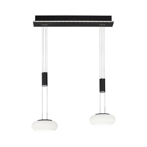 Smart hanglamp 2-lichts mat zwart met opaal glas dimbaar