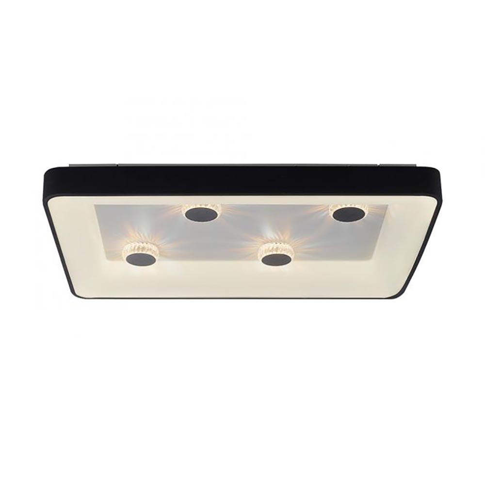 Rechthoekige LED plafondlamp zwart met kristaleffect