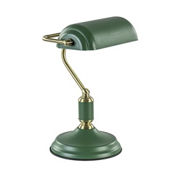 Klassieke tafellamp bankier groen met antiek goud
