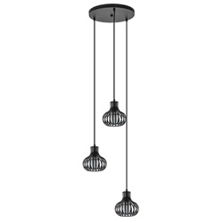 Ronde 3-lichts hanglamp mat zwart met kleine kappen