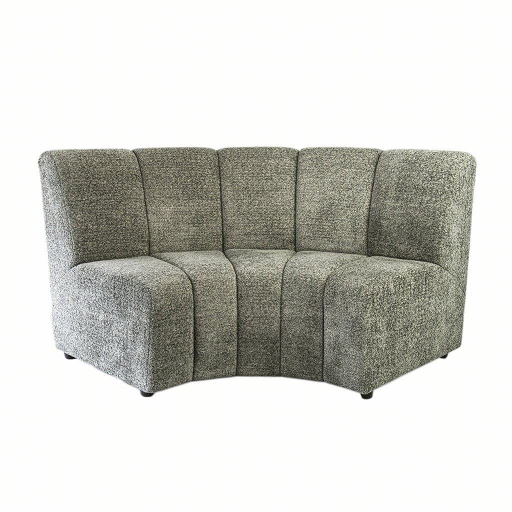 Esther ronde modulaire bank in groengrijze stof met hoge rugleuning en comfortabel zitcomfort
