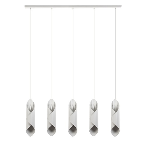 Witte hanglamp eettafel/bar 5-lichts
