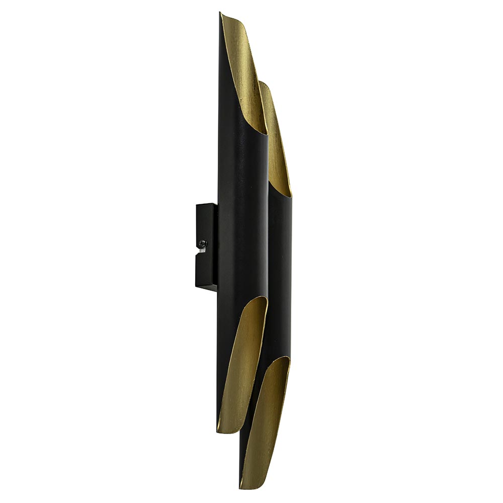 Wandlamp Pipes 48cm zwart/matgoud