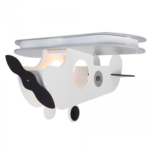 houding magnetron Dapper Kinder hanglamp vliegtuig wit met LED | Straluma