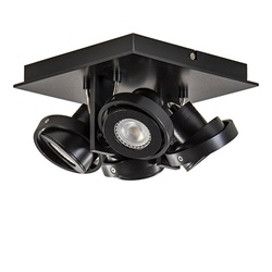 Vierkante LED plafondlamp 4-lichts zwart