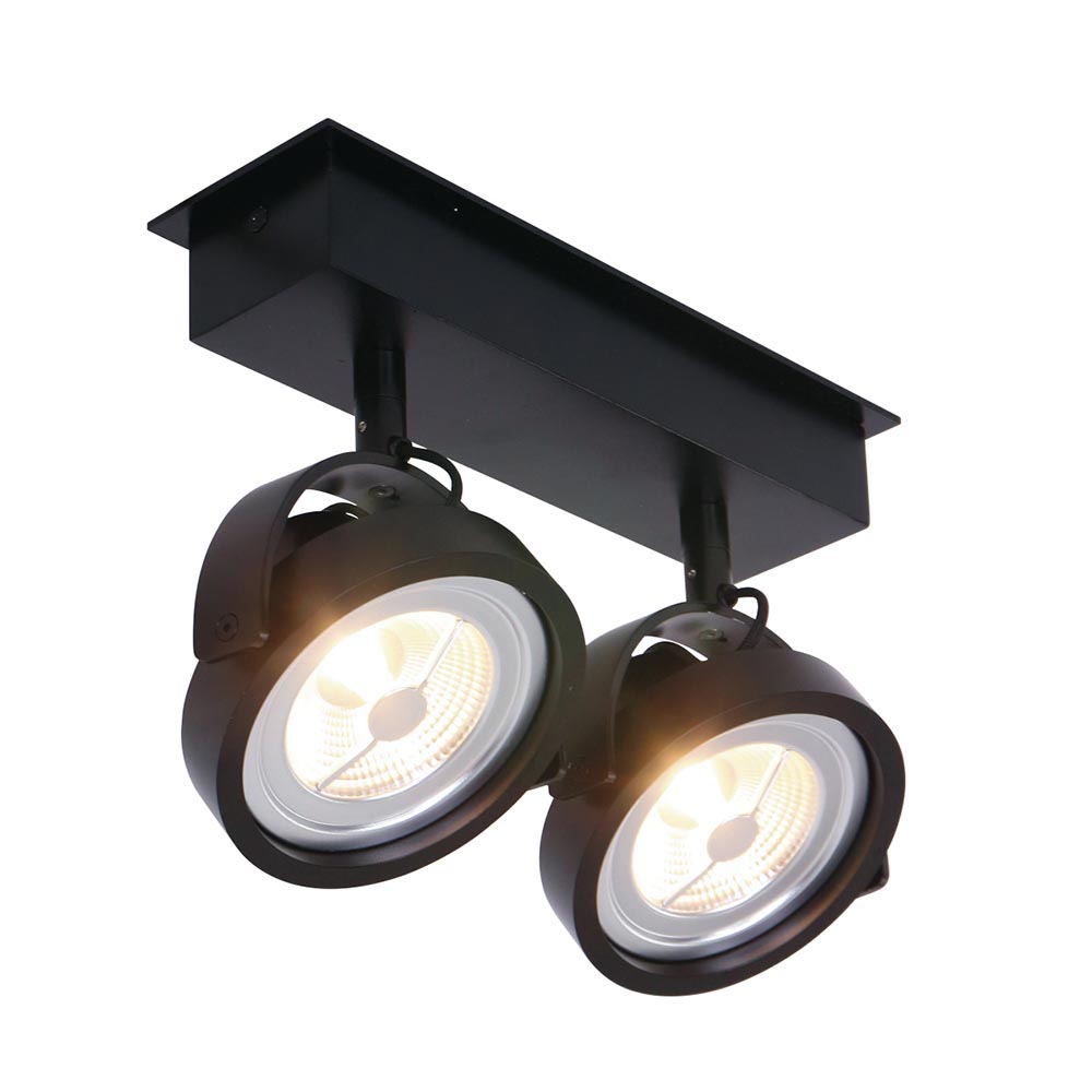 bovenstaand toewijzen Uitstekend Industriële plafondspot zwart 2-lichts LED | Straluma