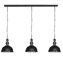 Industriële 3-lichts hanglamp bikkel mat zwart