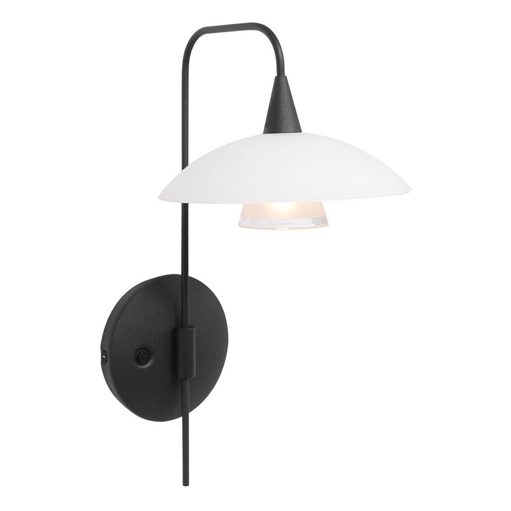 LED wandlamp zwart met witte schotel | Straluma