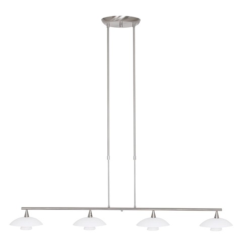 4-Lichts LED hanglamp staal met witte schotels dimbaar