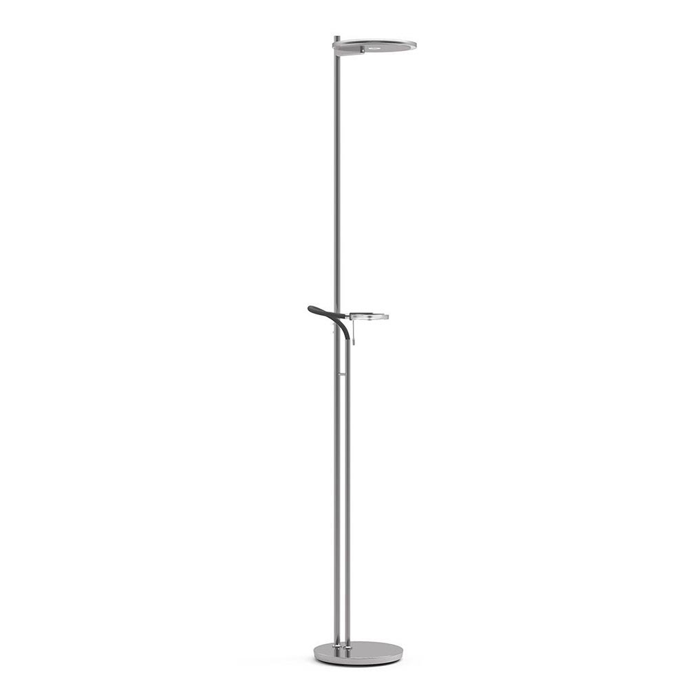 Moderne LED uplighter staal met helder glas en leesarm
