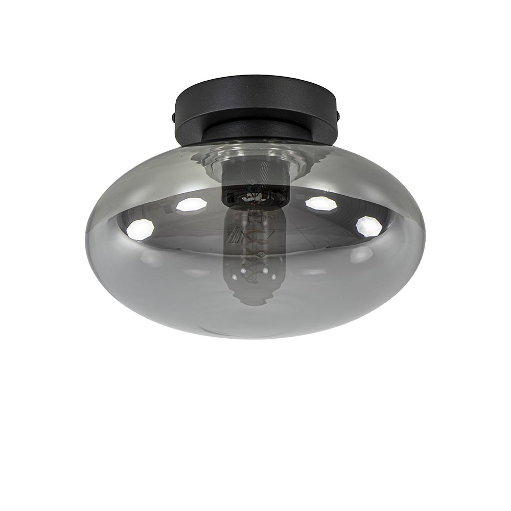 Plafondlamp Reflexion zwart+smoke glas