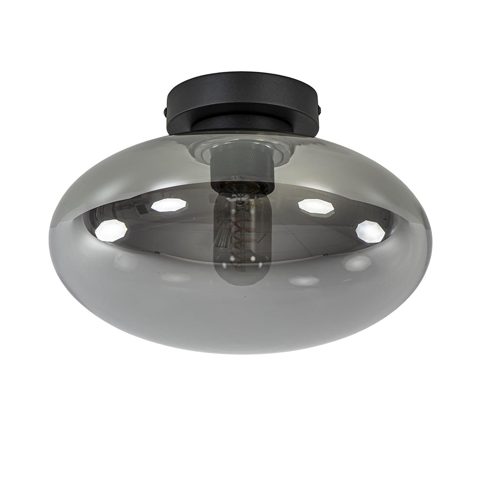 Plafondlamp Reflexion zwart+smoke glas