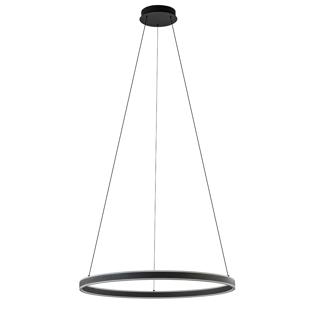 Moderne LED hanglamp zwarte ring 80 cm