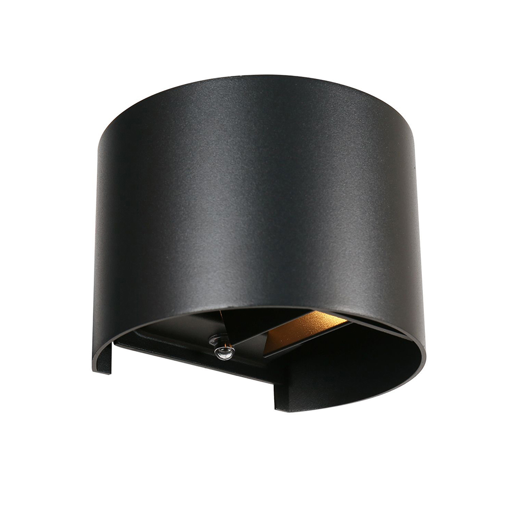 Ronde LED buitenlamp zwart inclusief lichtsensor
