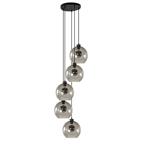 bord Ademen Beter Trendy ronde hanglamp 5-lichts met glas | Straluma