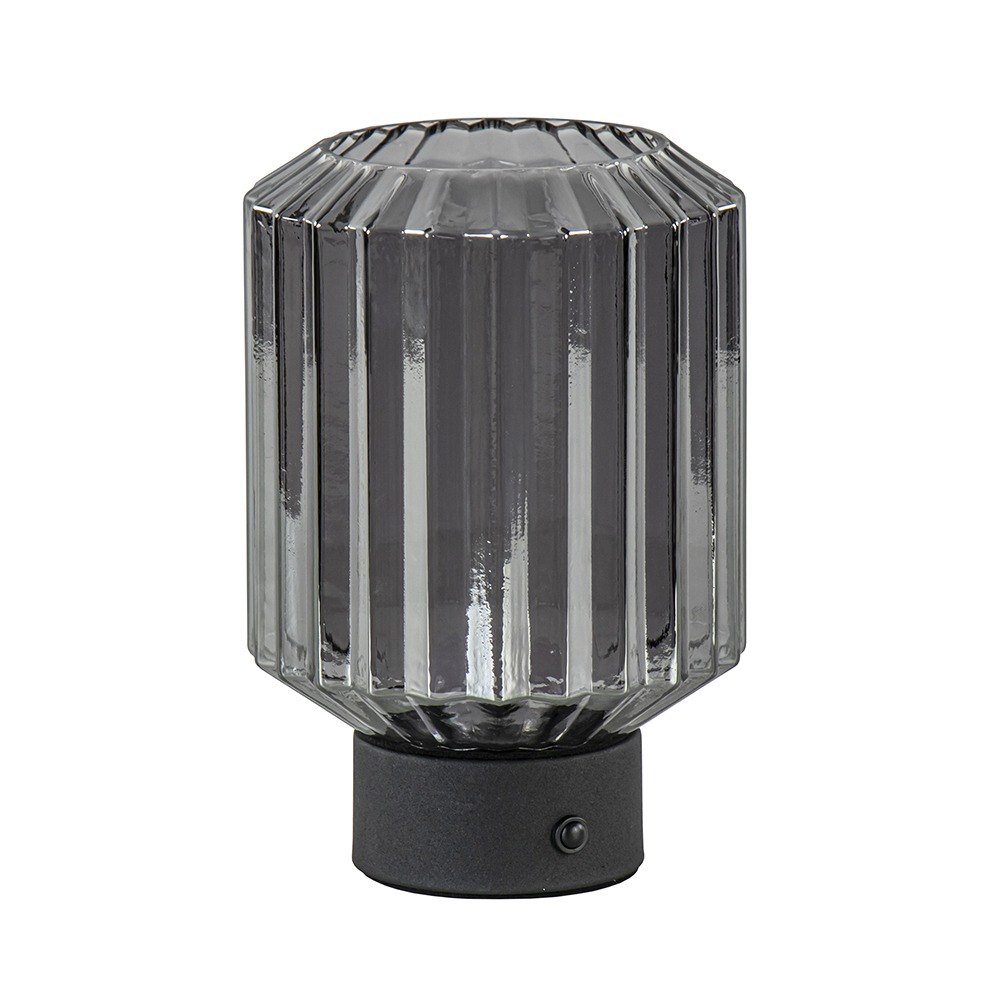 Oplaadbare LED tafellamp op batterij titanium/zwart