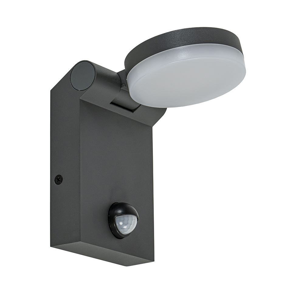 Verstelbare LED buitenlamp antraciet met bewegingssensor
