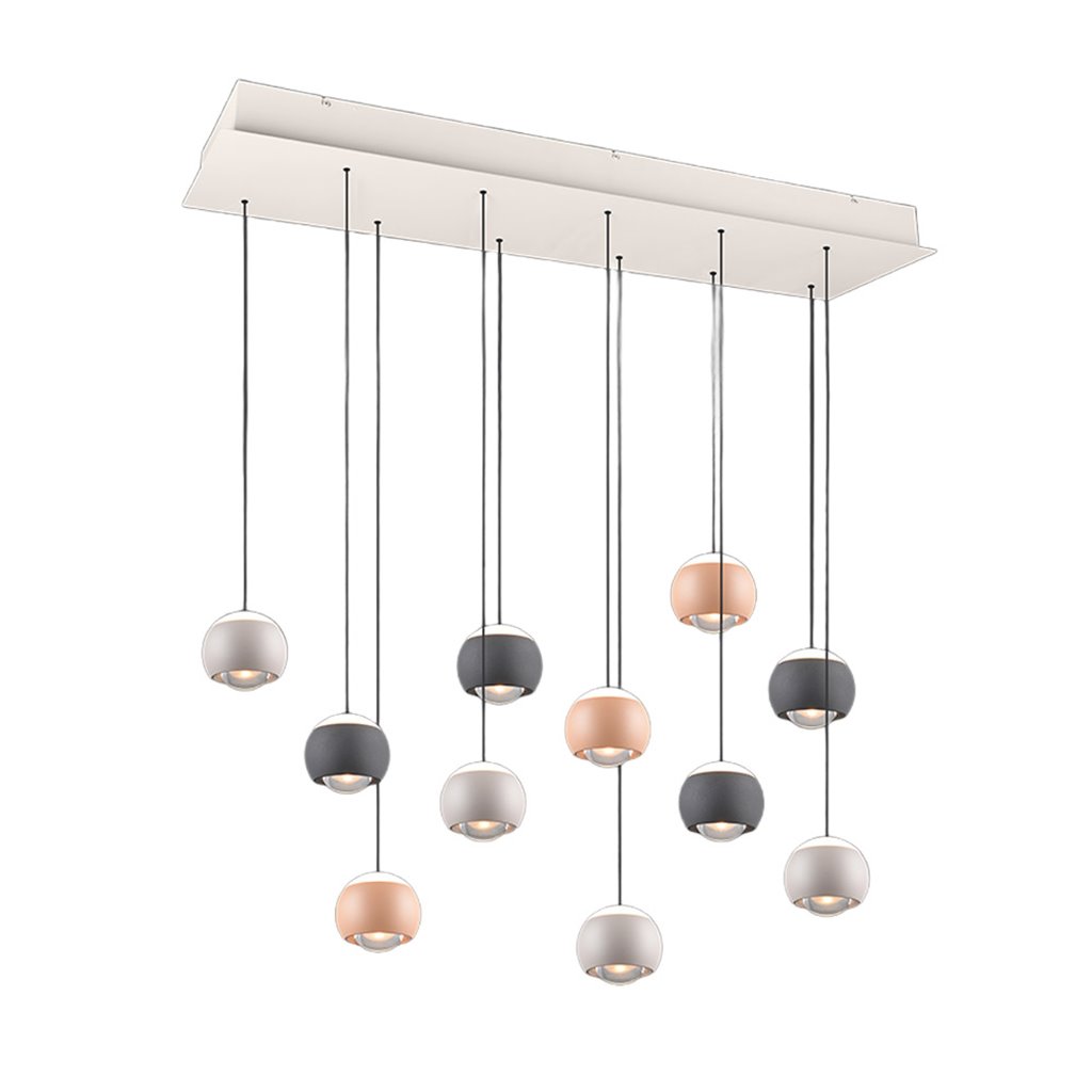 Trio Modern Hanglamp 10-lichts LED in Matzwart, Oudroze & Lichtgrijs